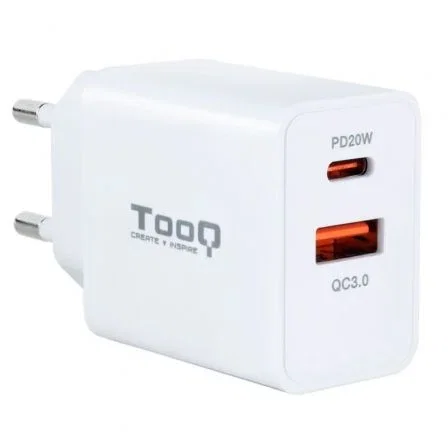 Tooq Cargador de Pared TQWC-2SC04WT 20W USB-C y USB-A Blanco Tooq Cargador de Pared TQWC-2SC04WT 20W USB-C y USB-A Blanco